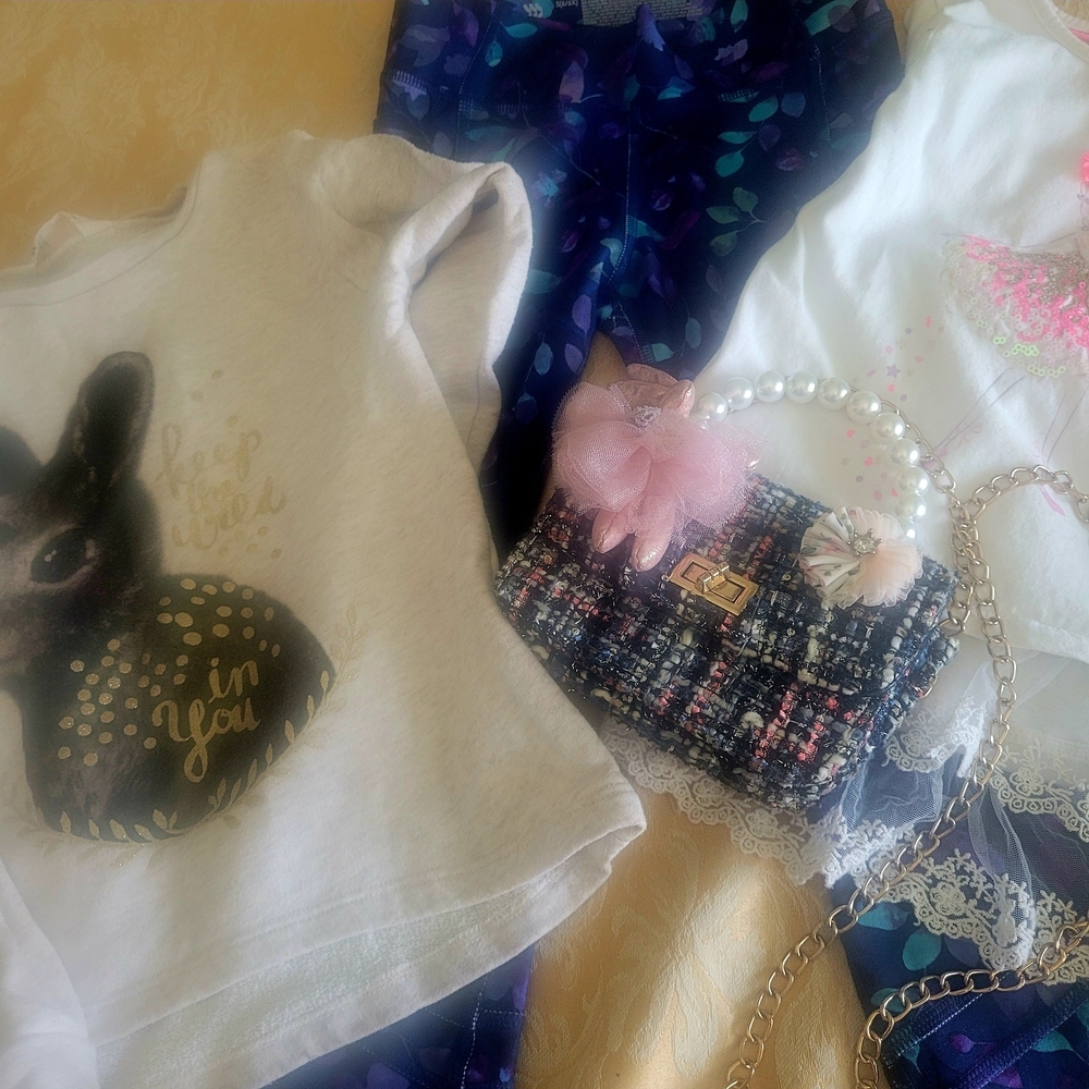 Bundle Clothes White Top, H&M Sweater, Leggings and A Mini Purse Girls 5-6 Years